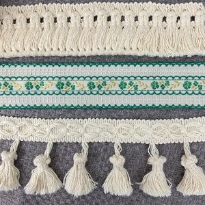 Cream fringe tassel scalloped floral sewing trim lot 6.75 yards